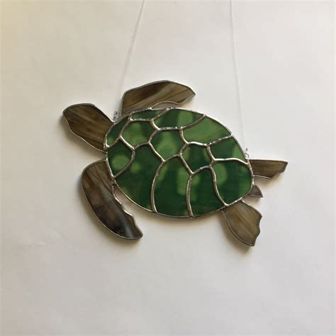stained glass sea turtle suncatcher stain glass green turtle
