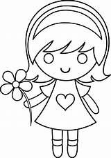 Girl Little Coloring Clipart Daisy Hula Vector Line Clipground Colorable Artist sketch template