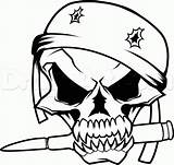Skull Draw Drawing Skulls Bullet Coloring Fire Drawings Military Pages Army Holes Tattoo Easy Cool Hole Designs Punisher Getdrawings Dragoart sketch template