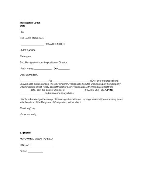 standard director resignation letter templates
