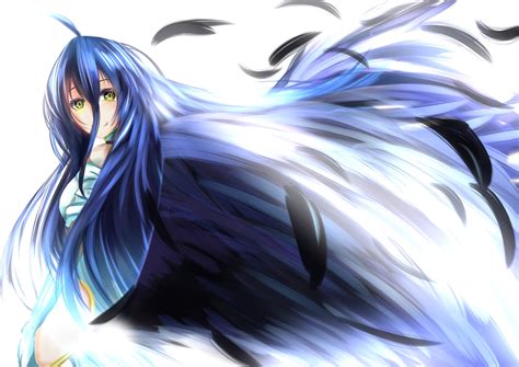 albedo black hair feathers long hair overlord tagme artist wings yellow eyes