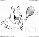 Kangaroo Chubby Wallaby Tennis Playing Clipart Cartoon Cory Thoman Outlined Coloring Vector 2021 sketch template