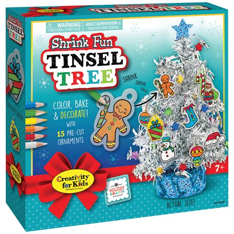 creativity  kids shrink fun tinsel tree child beginner holiday