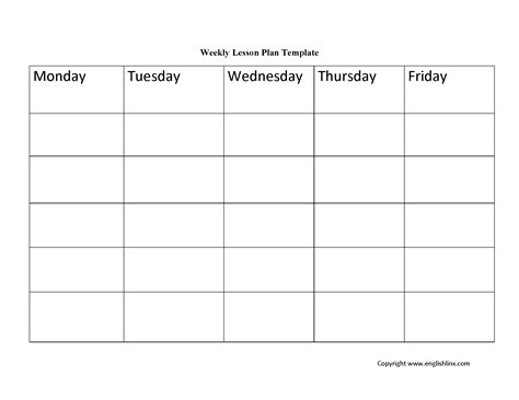 lesson plan template weekly lesson plan template