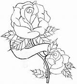 Rose Drawing Banner Roses Drawings Line Heart Hearts Tattoo Coloring Ribbon Pages Deviantart Cliparts Tattoos Board Clipart Patterns Stencil Draw sketch template