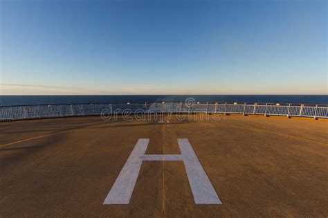 helicopter landing place   ship deck  sea stock photo image