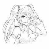 Miku Hatsune Vocaloid Coloringhome Danbooru Ausmalbilder Emi Drawn sketch template