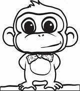 Monkey Coloring Pages Cute Baby Drawing Monkeys Animals Kids Drawings Simple Printable Color Cartoon Animal Print Printables Colouring Sheets Paintingvalley sketch template