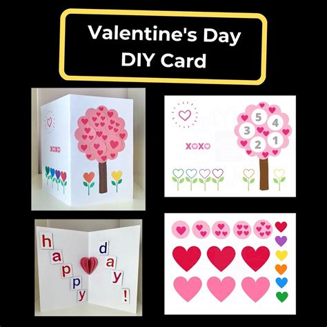 diy valentines day card template printable crafts  young kids
