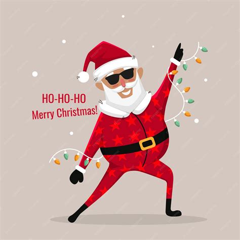 Premium Vector Merry Christmas Character Santa Claus In Glasses With