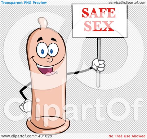 Clipart Of A Cartoon Happy Condom Mascot Character Holding