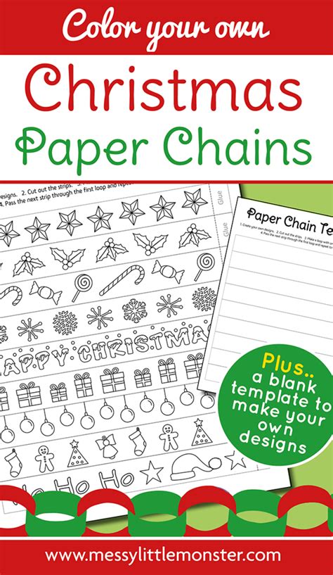 printable christmas paper chain template messy  monster
