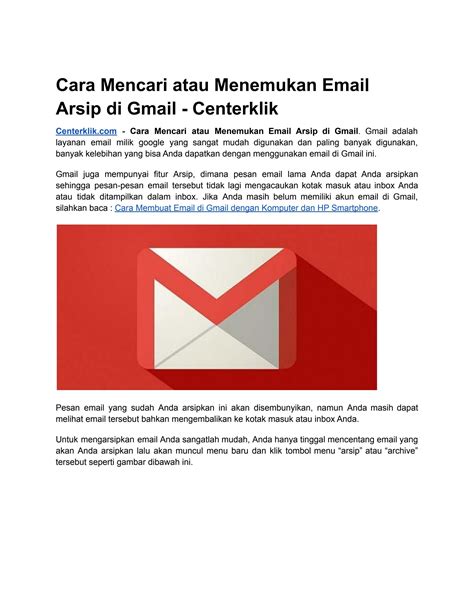 mencari  menemukan email arsip  gmail centerklik