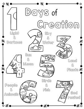 days  creation coloring page  handwriting practice