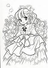 Coloring Pages Japanese Princess Books Anime Book Color Fashion Vintage sketch template