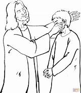 Jesus Deaf Coloring Man Heals Healing Sick Mute Fingers Pages Mans Ears Put Into His Start Svg Kids Mission Gospel sketch template