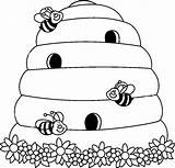 Beehive Coloring Hive Bees Biene Hives Bienen Ausmalen Primavera Abeille Lds Bienenstock Miel Dibujos Colorare Insekten Alveare Malvorlagen Bastelideen Abejas sketch template