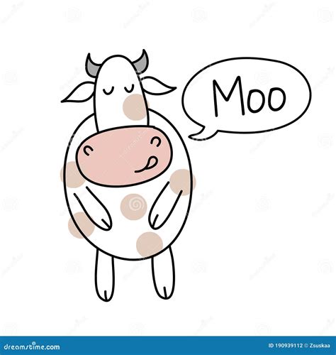 Cow With Moo Text Stock Vector Illustration Of Drawing 190939112