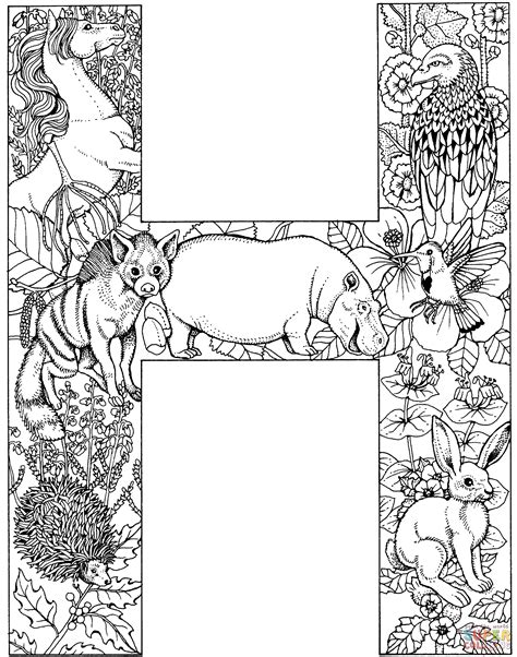 floral letter  coloring pages  adults hallerenee