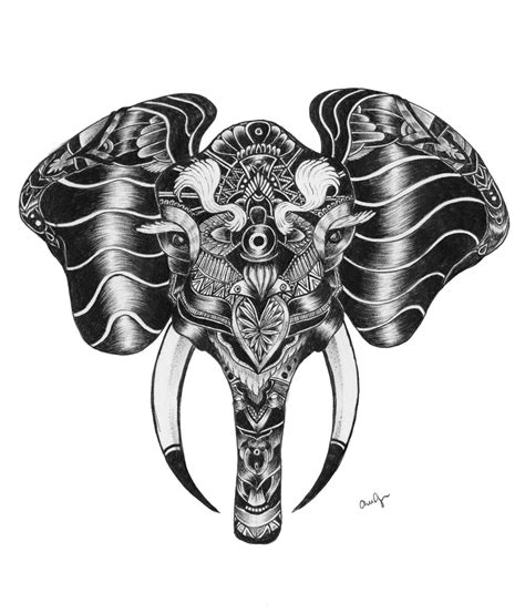 hand drawn zentangle elephant print etsy