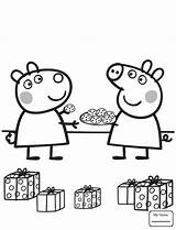 Peppa Pig Coloring Pages Suzy Gives Cookies Printable Colouring Christmas Color Sheets Print Drawing Family Super Kids Characters Supercoloring Size sketch template