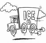 Truck Ice Coloring Rushing Delivery sketch template