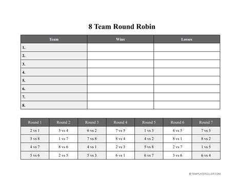 team  robin template  printable  templateroller