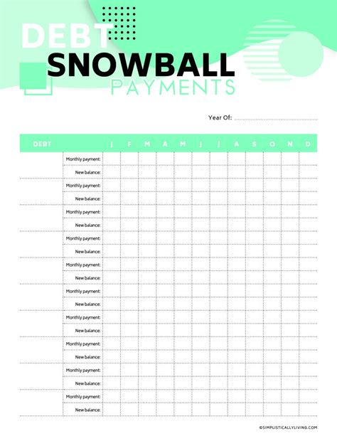 debt snowball printable worksheets simplistically living