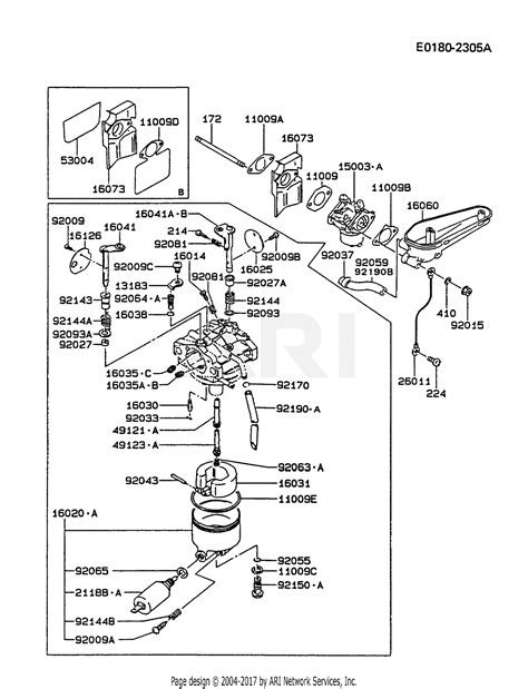 kawasaki fcv bs  stroke engine fcv parts diagram  carburetor