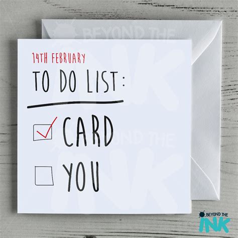 14th february to do list rude valentines card beyond the ink