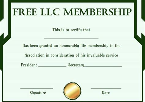 llc membership certificate template certificate templates