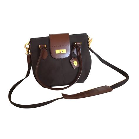 mac douglas handbag dark brown leather cloth ref joli closet