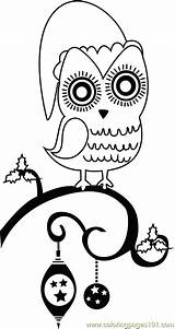 Owl Christmas Coloring Pages Animals Coloringpages101 Printable Color sketch template