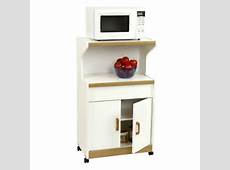 Microwave Cart w Storage Cabinet Space in White