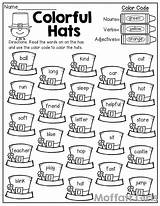 Worksheet Nouns Verbs Adjectives Color Adjective Grade Worksheets Verb 1st Coloring Noun Kindergarten Hats Code Colorful English Activities Moffatt 2nd sketch template