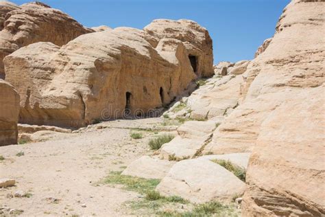 passing bab al siq stock photo image  mountain nabataeans