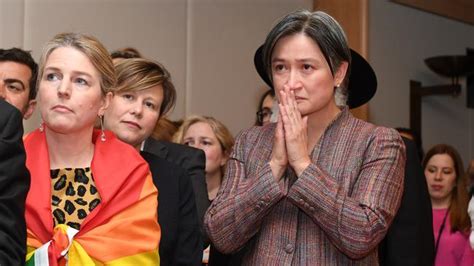 penny wong bursts into tears as yes result of same sex marriage is read