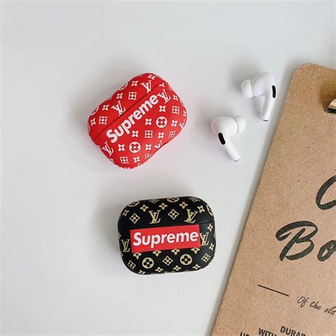 supreme airpods pro case leather skin covers  apple headphone