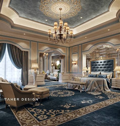 luxury master bedroom  taher design studio   villa  dubai