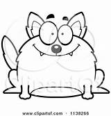 Outlined Chubby Smiling Wolf Clipart Cartoon Cory Thoman Coloring Vector sketch template