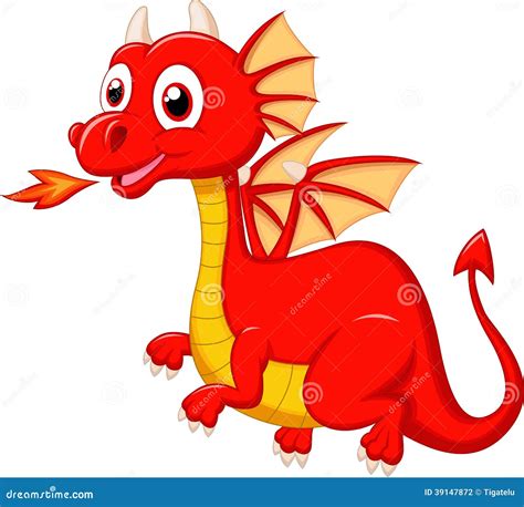 cute red dragon cartoon stock vector image