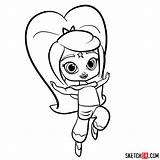 Shimmer Shine Leah Draw Cartoon Sketchok Drawing Step sketch template