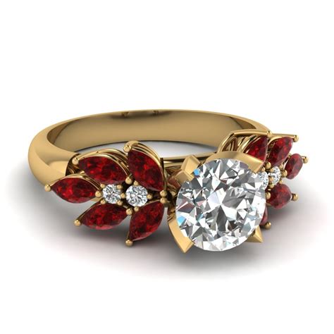 ruby marquise nature inspired engagement ring in 18k