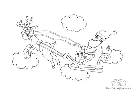 coloring page reindeer sleigh  santa claus  coloring pages