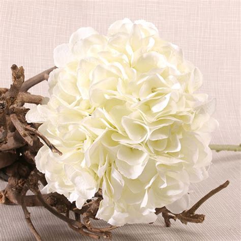 cream short stem hydrangea artificial silk flower 51cm partyrama