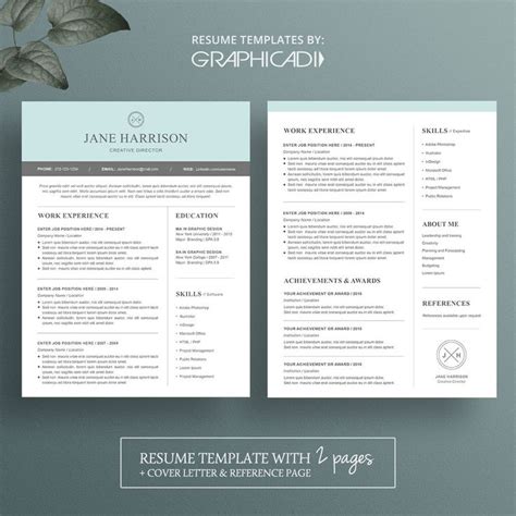 modern resume template cover letter word resume