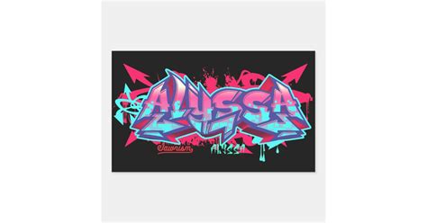 The Name Alyssa In Graffiti Rectangle Stickers Zazzle