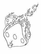 Dice Flaming Draw Silver sketch template