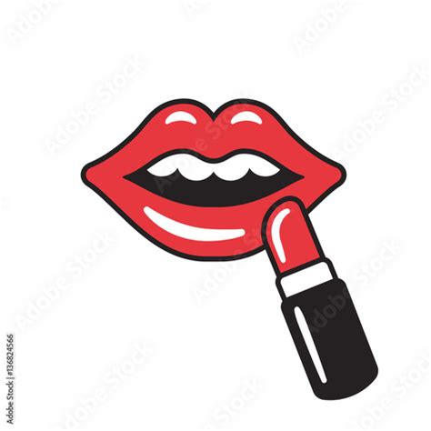 Lips With Red Lipstick Stock Vector Adobe Stock