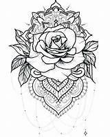 Coloring Pages Tattoos Roses Tattoo Adults Rose Kids Skull Printable Mandala Color Drawing Print Stencils Cool Flower Geometric Popular Getcolorings sketch template